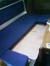 My new carpentry, the wood I bought in Lefkas weeks ago, now cut to make a nice double berth on the port side.