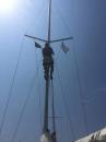 Reece climbing the mast