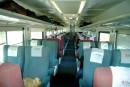 The interior of the comfortable first class rail car.
