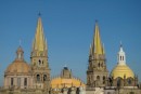 From the top of the Hotel Frances, the Cathedral spires and domes dominate the skyline in central Guadalajara.