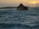 Beautiful sunrise, but scary when you see how close we got to the wreck during the strong wind