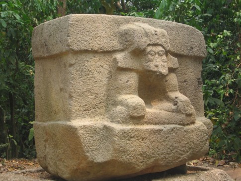 An altar with a carved figure