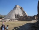 The largest pyramid at Uxmal shows an entirely differnt style than we saw at most of the Mayan ruins.  The corners of the pyramid are rounded.  