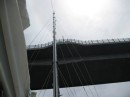 No matter how  many times I drive a sailboat under a bridge Ill never get  used to the optical illusion that makes the bridge look too low.  According to the charts there was almost 100 feet of clearance between the top of our mast and the bridge as we passed under.