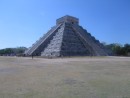 The Pyramids at Chichenitza are the prototype for all cast plastic Mayan pyramids sold at all of the sites we visited in Mexico.  Like Uxmal the ruins here were not damaged by jungle growth and are in pretty good shape.