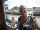 This is Linda Charest from Alberta Canada.  She just happened to be doing a tour of the Panama Canal on the Pacific Queen the day we ended up rafted up to the tour boat while going through the Pedro Miguel ad Miraflores locks.  She struck up a conversation with our friend Brian during the down times when we were waiting for the water to run out of the locks and also took a lot of good photos from an angle we dont normally get to see ourselves from.  She sent the photos and consented to let me post them here.