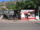 This is another photo that shows the interesting juxtapositions seen in Mexico.  Unfortunately you cant read the sign in front of the restaurant in the photo but it assures the reader that it has the "best fish tacos"....and a car wash, what else could you as for?
