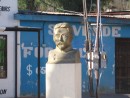 A lot of Mexican towns have a thing for these gold painted busts of national heros.  Shawn included some pics of the big gold heads in Ensenada in a previous blog entry.  There was nothing with this bust to tell us who it is supposed to be but its probably someone familiar to every Mexican school kid.  The building behind it is vacant and for sale for about $600 a square meter.