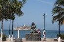 Santa Marta boadwalk with one of its many statues