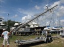 Lowering the mast onto the trailer