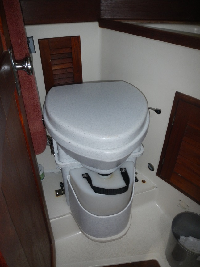Composting Head: This is a great upgrade, installed before we left Milwaukee. Everything is contained in this unit so we were able to remove the large holding tank (and the smell) from under our bunk. Now we have more storage space!  And we don
