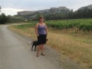 Sade and Tink walking in Provence.