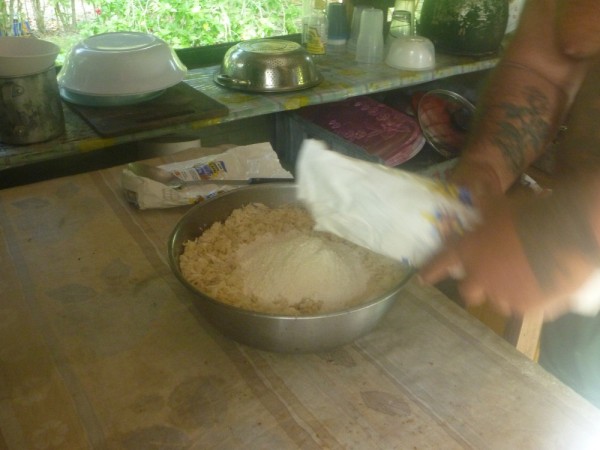 Add flour and sugar - measured to the ounce!!!!