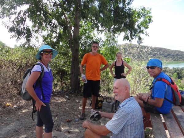 Christine (left) and Patrick (right) are avid hikers and cyclists. They are cruisers, but have lived here for a couple of years to save money to continue cruising. We huffed and puffed climbing the hills and they didn