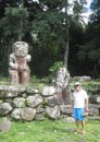 Tom poses with the largest remaining Tiki in the Marquesas at a sacred ceremonial site