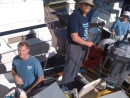 Ted works on rebuilding the propane delivery system while Red and Suzan help get the boat ready for the sail to Hampton.