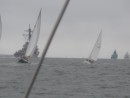 Blustery northeast winds allow the boats to sail forth on a broad reach.