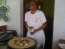 The crepes are made right before our eyes by this happy, good looking chef!