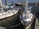 Thalia, on the left, docked right next to her sister Passport 40, Sea Escape.