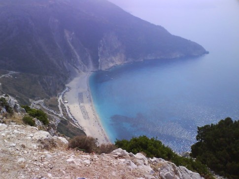 A beach on Kephalonia, seen from a bus on the high road round the island