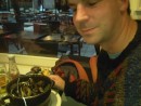 Lee eating moules frites during a trip to France this year.