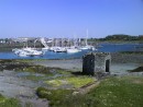 A view of Ardglass marina at low tide.  Note the horseshoe buoy on the dark boat, bottom left.  It featured unexpectedly in our mooring attempts!