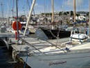 On the pontoon, rafted to Stravaiger, in Falmouth