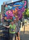 Mireille, Christian and Jim in front of a new mural in Halifax