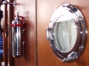 Front Head and bulkhead.  Added porthole to spread light in dark dineete area - plus vintage chrome fire extinguisher (no it does not work)