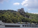 Richard the Lionhearts Castle at Les Anderlys - big cruise liner in foreground