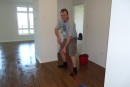 Steve cleaning the floors.