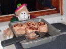 C-monkey helped serve the great cinnamon rolls that Karen (on So Inclinded) baked.  they were wonderful.