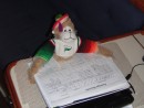 C-monkey is checking the log book.
