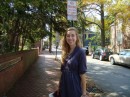 Claire in front of the First Presbyterian Church of Annapolis