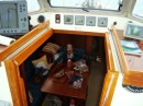 looking down the companionway from the cockpit