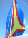 Spinnaker flying on the way to Hatchet Bay