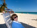 Mama, listening to her book and relaxing at Taino Beach Club Resort 