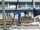 Tying up the jib - with a preventer - if a strong wind comes up the jib will not unfurl. 