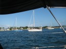 Anchorage near Peanut Island - we join 13 other boats. 