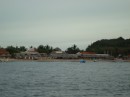The palapas ashore Isla Grande