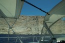 Sailing past a wall- somewhere in the Greek Isles!