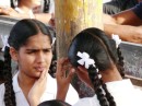 Labasa school girls,all sporting matching braids and white bows- quite a spectacular site!