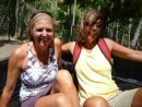 riding in the back of the banana truck- Elizabeth and Gloria!