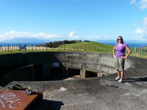 Gloria on top of one of the gun emplacements- never fired.