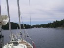 Entrance to Deep Cove.  This is an excellent and sheltered anchorage.  You