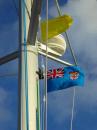 Flying our Quarantine flag and courtesy Fiji flag