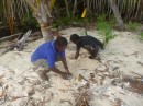 Lionel & Dixon digging up the nest to help the turtles
