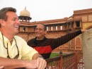 PK, our outstanding tour guide, pointing out the largest mobile stone bathtubs at the Agra Fort