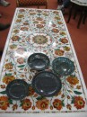 Our marble pietra dura table and bowls...pieces of art.
