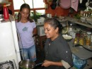 Tess showing her talents in the kitchen in Neiafu.